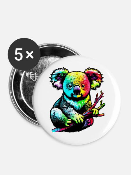 Koala - Buttons mittel 32 mm (5er Pack) - Weiß
