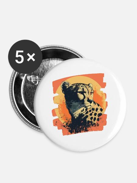 Gepard - Buttons mittel 32 mm (5er Pack) - Weiß