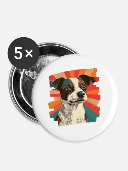 Jacky Russell - Buttons mittel 32 mm (5er Pack) - Weiß