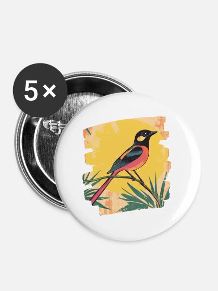 Kanarienvogel - Buttons mittel 32 mm (5er Pack) - Weiß