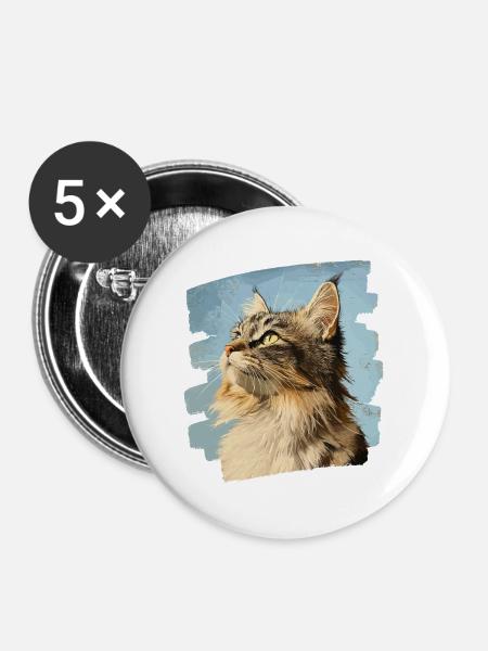 Maine Coon - Buttons mittel 32 mm (5er Pack) - Weiß