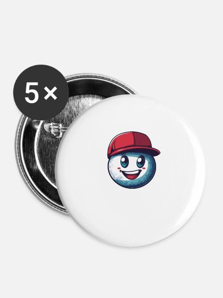 Cap Rouge Golfball-Maskottchen - Buttons mittel 32 mm (5er Pack) - Weiß