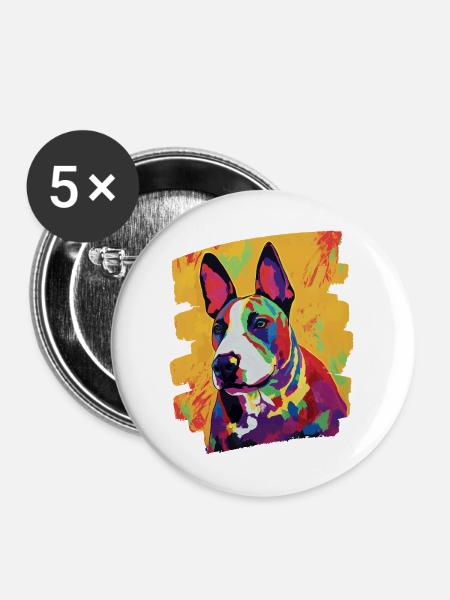 Bullterrier Kampfhund - Buttons mittel 32 mm (5er Pack) - Weiß