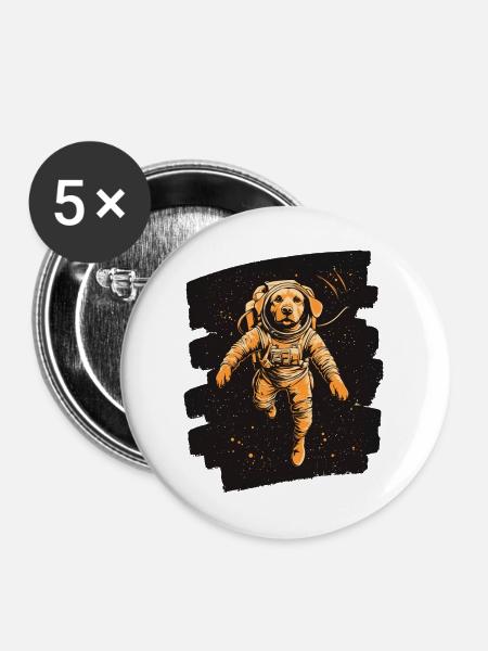 Labrador Astronaut - Buttons mittel 32 mm (5er Pack) - Weiß