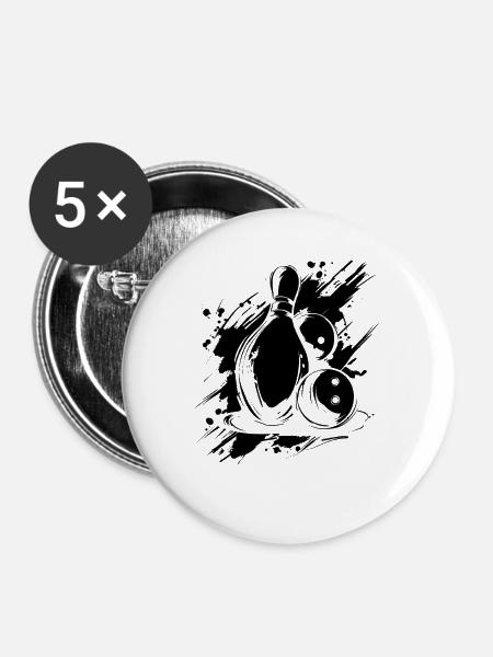 Bowling - Buttons mittel 32 mm (5er Pack) - Weiß