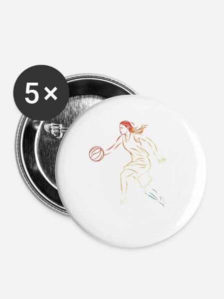 Weiblicher Basketballer - Buttons mittel 32 mm (5er Pack) - Weiß