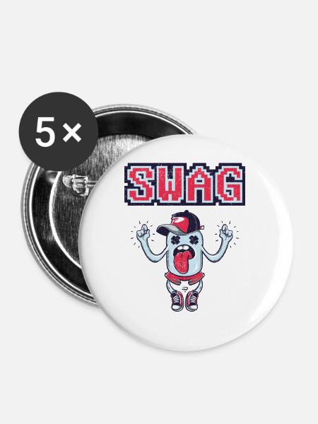 Swag Cartoon – Retro Style - Buttons mittel 32 mm (5er Pack) - Weiß