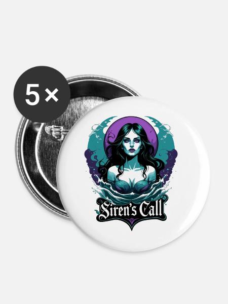 Sirenenruf - Buttons mittel 32 mm (5er Pack) - Weiß