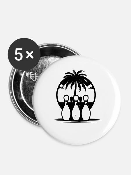 Bowling - Buttons mittel 32 mm (5er Pack) - Weiß