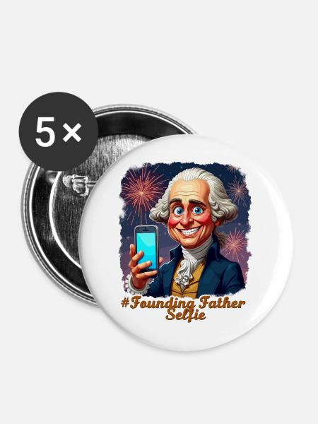 Gründervater-Selfie - Buttons mittel 32 mm (5er Pack) - Weiß