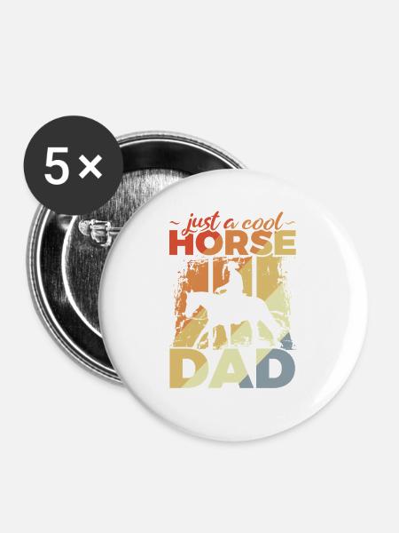 Cool Horse Dad - Buttons mittel 32 mm (5er Pack) - Weiß