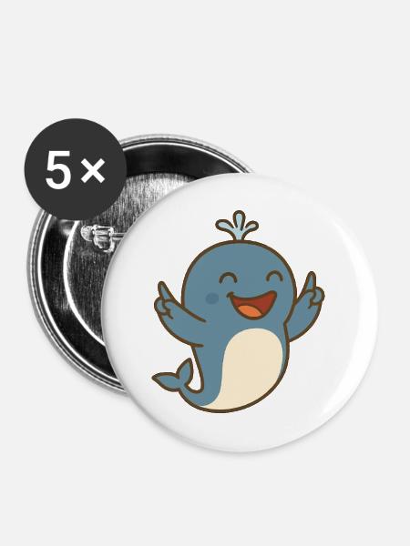 Fröhlicher Wasserfreund - Buttons mittel 32 mm (5er Pack) - Weiß