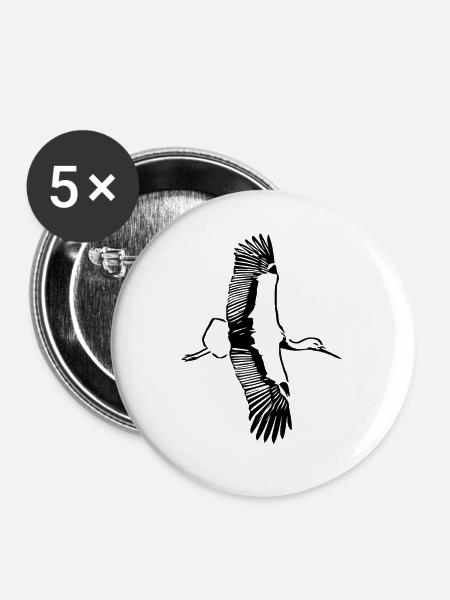 Flug des Storches - Buttons mittel 32 mm (5er Pack) - Weiß