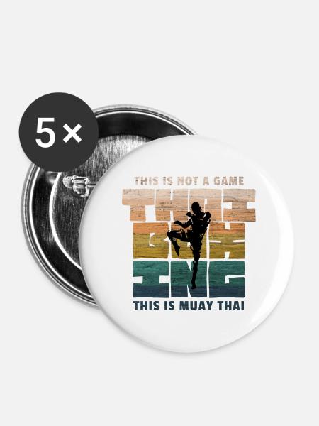 Thaiboxen, Thaiboxing, Thaiboxer - Buttons mittel 32 mm (5er Pack) - Weiß