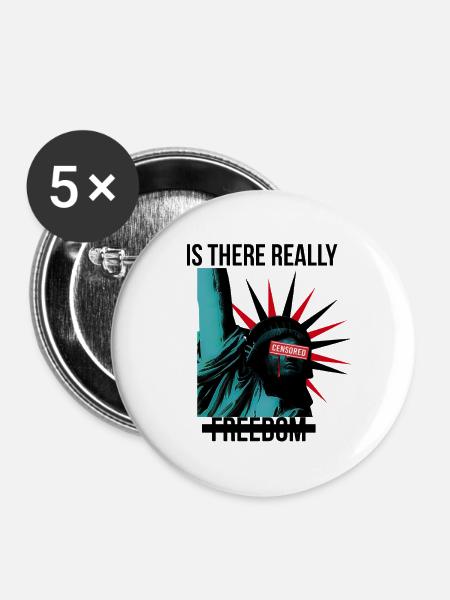 Rebellische Statue mit Censorship-Elementen - Buttons mittel 32 mm (5er Pack) - Weiß