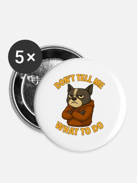Mürrischer Boston Terrier - Buttons mittel 32 mm (5er Pack) - Weiß