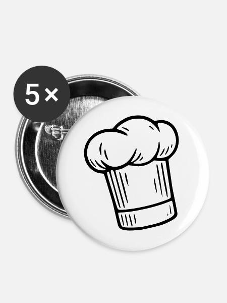 Kochmütze - Buttons mittel 32 mm (5er Pack) - Weiß