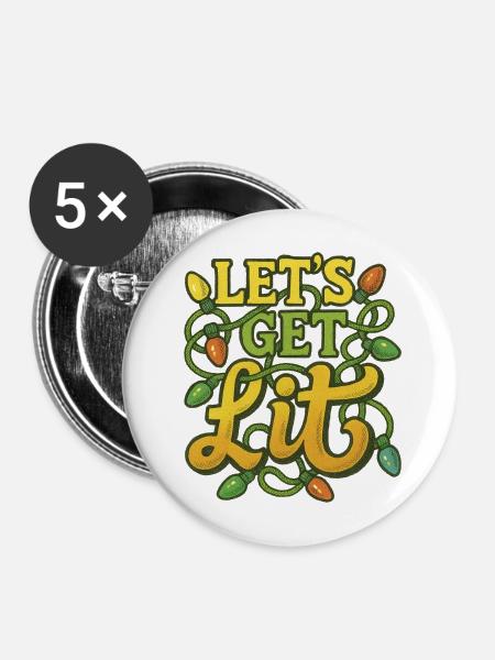 Festliches Weihnachtslichtdesign - Buttons mittel 32 mm (5er Pack) - Weiß