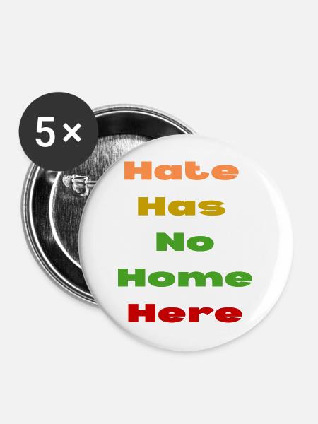 HASS HAT HIER KEINE HEIMAT - Buttons mittel 32 mm (5er Pack) - Weiß