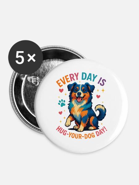 Australian Shepherd - Buttons mittel 32 mm (5er Pack) - Weiß