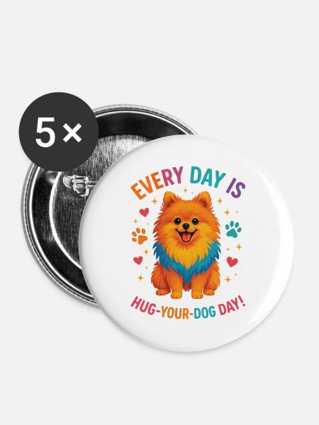 Zwergspitz - Buttons mittel 32 mm (5er Pack) - Weiß