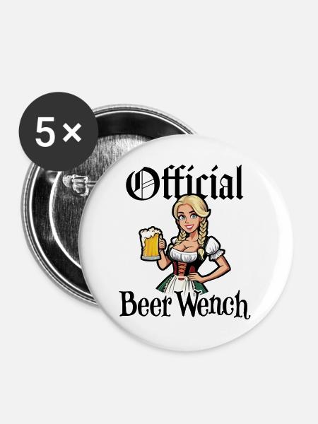 Offizielle Bierfrau - Buttons mittel 32 mm (5er Pack) - Weiß
