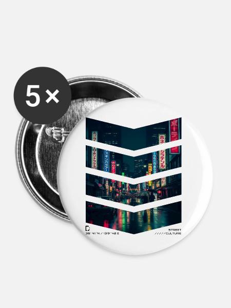 Neonlicht Stadtbild Japanisch Nachtleben - Buttons mittel 32 mm (5er Pack) - Weiß