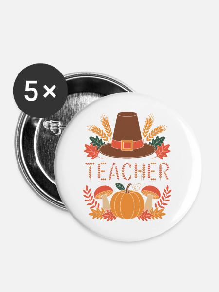 Lehrer Herbst - Buttons mittel 32 mm (5er Pack) - Weiß
