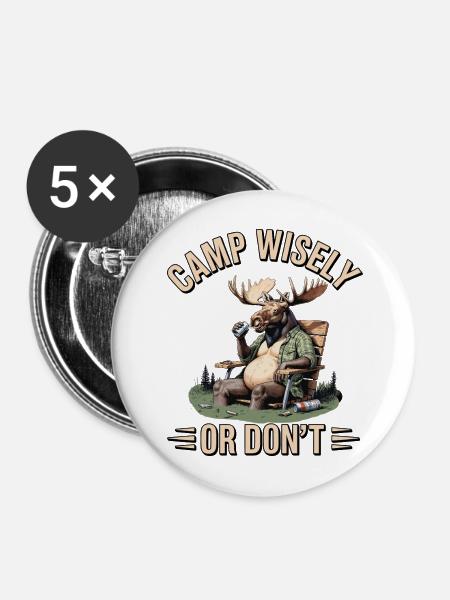 Camp Wisely Moose - Buttons mittel 32 mm (5er Pack) - Weiß