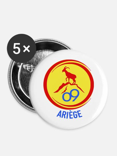 Alpensteinbock Ariège 09 - Buttons mittel 32 mm (5er Pack) - Weiß