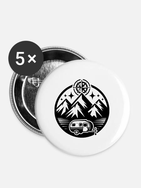 Camping - Buttons mittel 32 mm (5er Pack) - Weiß