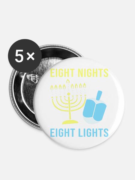 Hanukkah Chanukkah Hanukah - Buttons mittel 32 mm (5er Pack) - Weiß