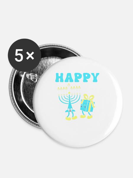 Hanukah Hanukkah Chanukkah - Buttons mittel 32 mm (5er Pack) - Weiß