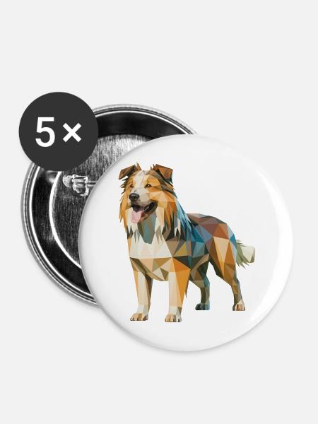 Australian Shepherd - Cooles Low Poly Logo - Buttons mittel 32 mm (5er Pack) - Weiß