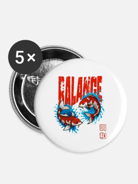 Balance - Koi Fische - Endless Flow - Buttons mittel 32 mm (5er Pack) - Weiß