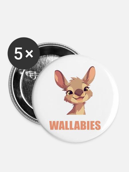 Wallabys Wallaby - Buttons mittel 32 mm (5er Pack) - Weiß