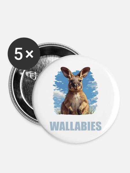 Wallabys Wallaby - Buttons mittel 32 mm (5er Pack) - Weiß