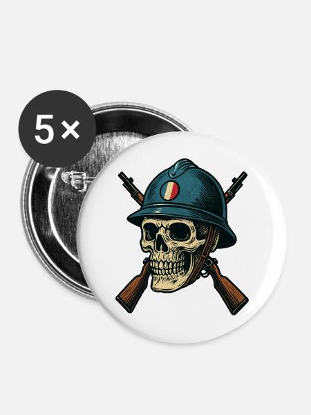 Frankreich - Poilu Helm - Buttons mittel 32 mm (5er Pack) - Weiß
