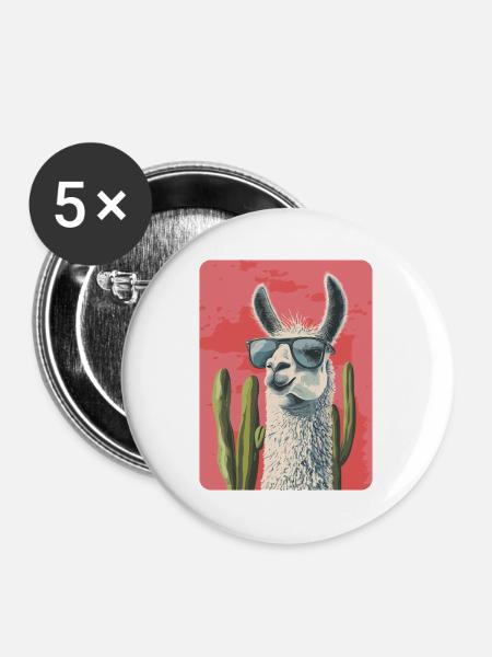 Lama - Buttons mittel 32 mm (5er Pack) - Weiß