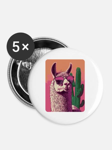 Lama - Buttons mittel 32 mm (5er Pack) - Weiß