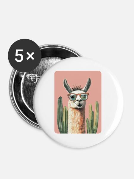 Lama - Buttons mittel 32 mm (5er Pack) - Weiß