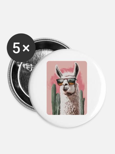 Lama - Buttons mittel 32 mm (5er Pack) - Weiß