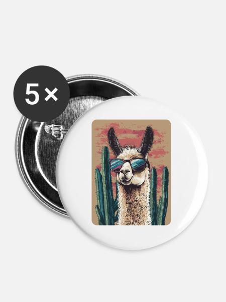 Lama - Buttons mittel 32 mm (5er Pack) - Weiß