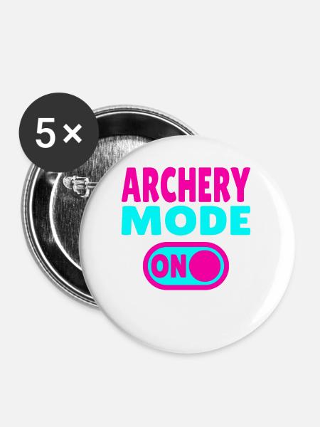 Archery Mode ON - Buttons mittel 32 mm (5er Pack) - Weiß