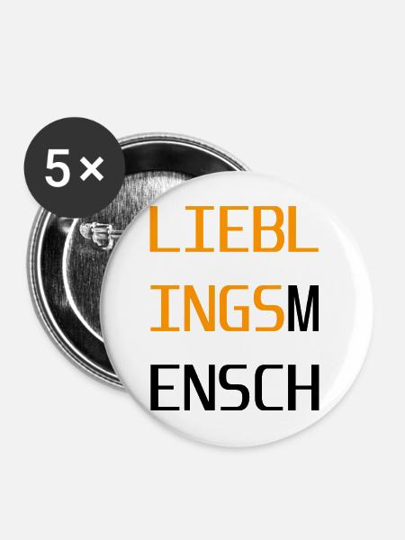Lieblingsmensch - Buttons mittel 32 mm (5er Pack) - Weiß