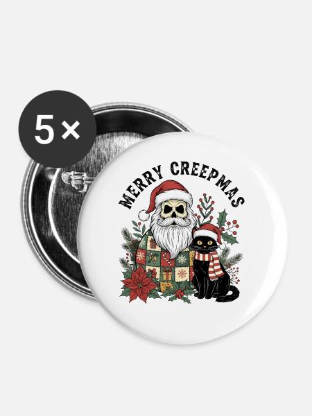 Merry Creepmas - Buttons mittel 32 mm (5er Pack) - Weiß