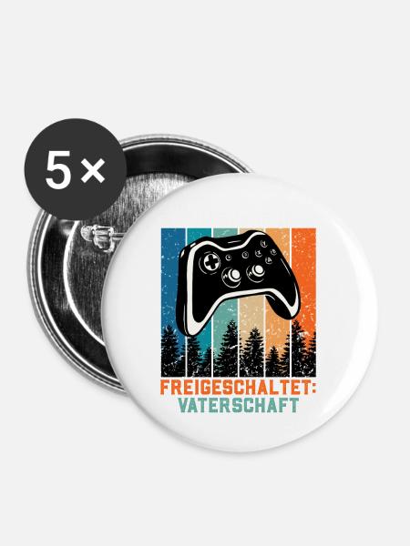 Bald Papa ERRUNGENSCHAFT FREIGESCHALTET Retro - Buttons mittel 32 mm (5er Pack) - Weiß