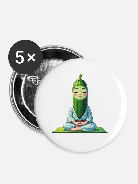 Gurkenkopf Meditationsfigur Kimono - Buttons mittel 32 mm (5er Pack) - Weiß