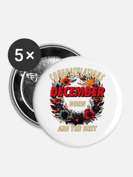 CONGRATULATIONS DECEMBER - Buttons mittel 32 mm (5er Pack) - Weiß