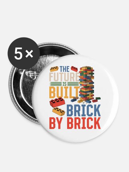 Building Blocks Kids Brick Builder - Buttons mittel 32 mm (5er Pack) - Weiß